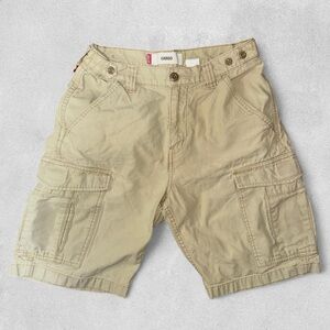 Levi's Khaki Men's Cargo Shorts W29 100% Cotton Red Tab Ajustable Waist Button